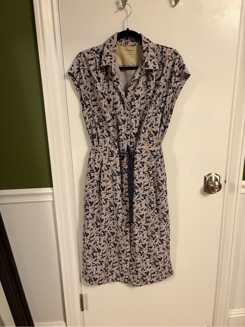 REI Collared Floral Shirt Dress in Lavender and Navy